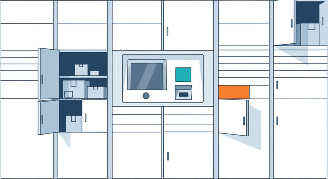 Automated parcel locker system with open compartments and a central interface