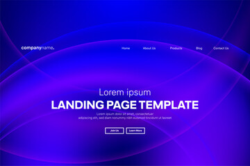 Naklejka premium Abstract modern technology Landing page template, flowing line digital technology, smooth particle wave, big data techno design concept background wallpaper, Annual reports, flyer, poster, cover. EPS 