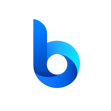 Bold lowercase b logo in rich blue gradient with folded ribbon effect, combining soft curves and sharp edge for a clean modern symbol ideal for apps, fintech, media or software platforms focused on cl