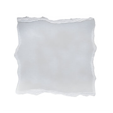 Torn piece of white paper with rough edges isolated on white background