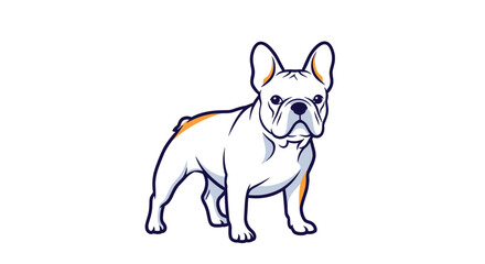 Fototapeta premium Stylized illustration of a white and tan french bulldog captures the iconic ears and stocky build of the popular breed.