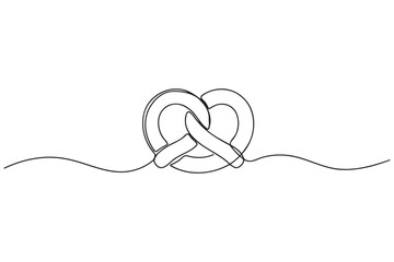 Obraz premium Continuous single line drawing of a soft pretzel snack with minimalist continuous illustration delicious creative monoline contemporary restaurant traditional