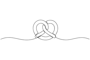 Obraz premium Continuous single line drawing of a soft pretzel snack with minimalist continuous illustration delicious creative monoline contemporary restaurant traditional