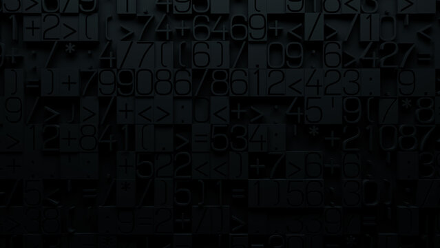 Close-Up of Intricate Interlocking Geometric Shapes in Black and Gray, Textured 3D Surface with Complex Patterns Ideal for Modern Design and Abstract Art Applications