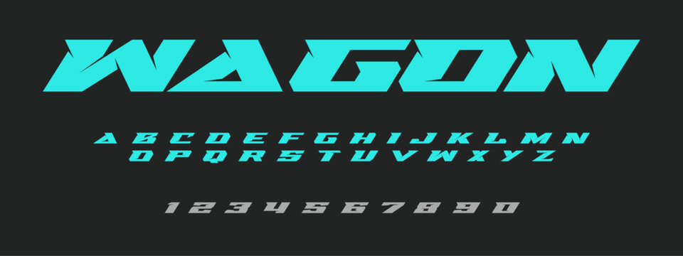 Modern Wagon Auto Vector Font Alphabet for Futuristic Automotive Typography