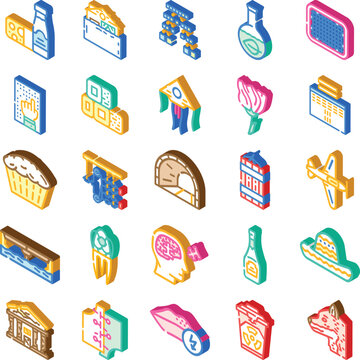 Isometric icon set featuring a wide array of graphic elements depicting various concepts, objects, and ideas for web design, applications, and digital projects on a white background