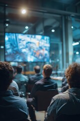 Fototapeta premium Engaging Business Presentation: Captivated Audience During a Modern Conference