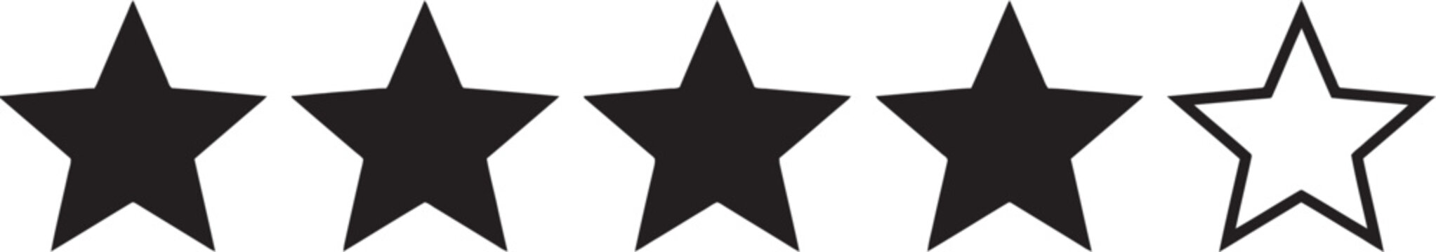 Four black stars and one white star rating icon on a clean white background for customer reviews