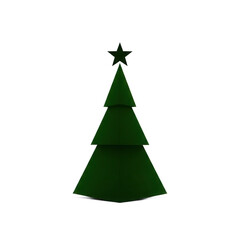 Fototapeta premium Dark green Christmas tree with star on top in minimalist style for holiday decoration