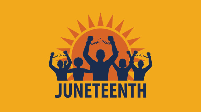 Silhouette of Enslaved People Breaking Free on Juneteenth Day