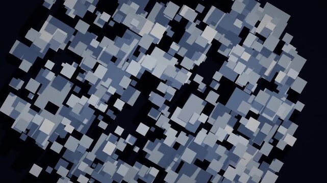 Seamless 4K aerial loop of a glowing futuristic city skyline assembling from light &mdash; procedural towers and data-blocks in cinematic depth.