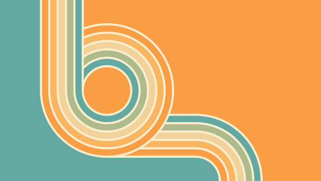 Abstract background of rainbow groovy Wavy Line design in 1970s Hippie Retro style. Vector pattern ready to use for cloth, textile, wrap and other.
