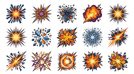 Collection of comic book style explosions and bursts. © Sumbul