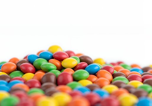 This is an image showing a pile of multicolored chocolate candis