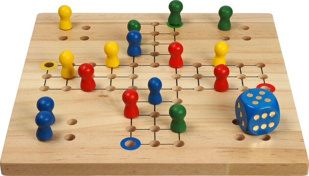 Ludo board game with dice and pieces