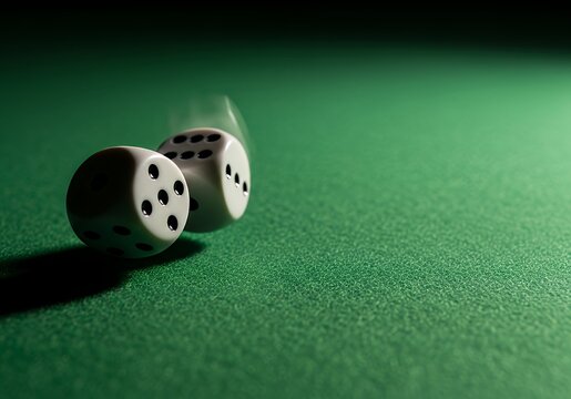 This is an image showing two dices on a table