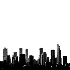 Fototapeta premium Modern Cityscape Silhouette - Black and White Skyline of Tall Buildings