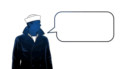 Obraz premium Sailor Speaking Thought Bubble Isolated White Background