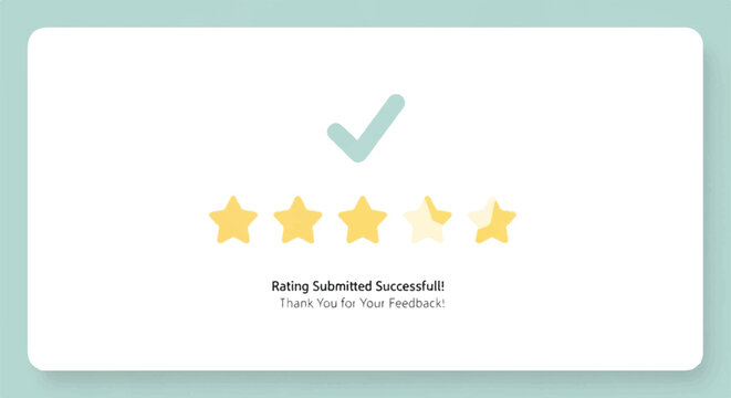 A rating form with a green checkmark and four yellow stars displayed on a screen