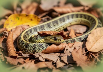 Obraz premium This is an image showing a snake on the ground surrounded