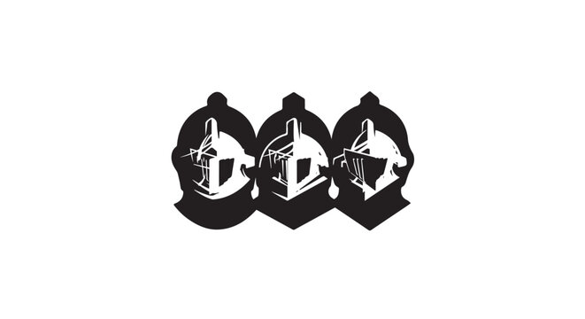 Three identical black plastic mounting clips isolated view.