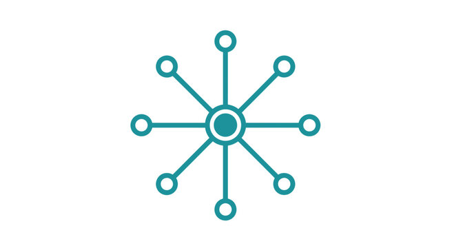 Teal network connection icon, vector node graphic, blue link symbol, connectivity design element