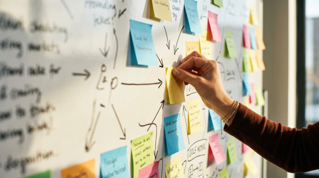 Gen z leadership sticky note wall team planning