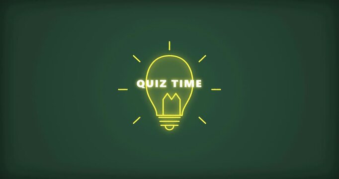 Quiz Time Chalkboard Animation with Glowing Lightbulb.