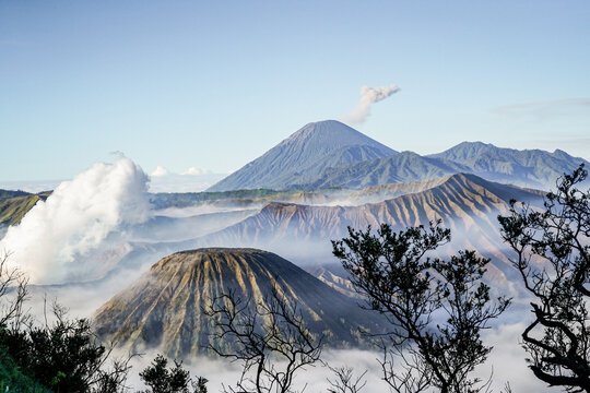 atmosphere bromo volcano with dramatic tone