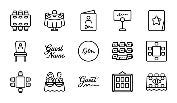 Event Seating Icons: Table Plans, Guest Names, Seating Charts, Place Cards