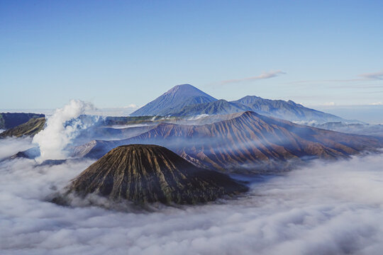 atmosphere bromo volcano with dramatic tone
