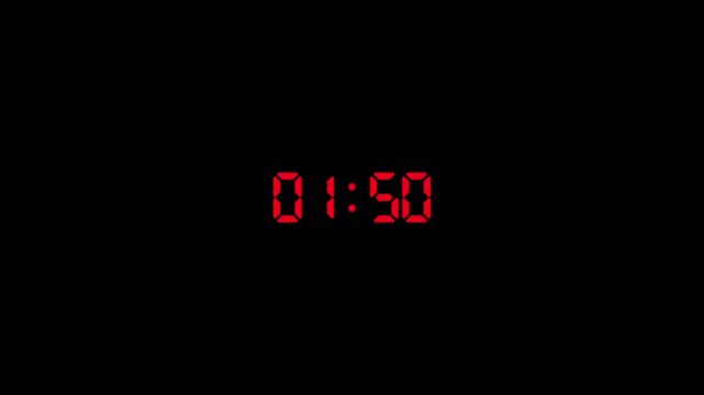 Two minute countdown animation with alpha channel, Two minutes countdown timer on a transparent background, 2 minute countdown video
