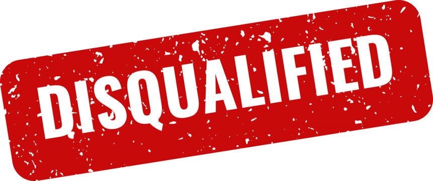 Disqualified red stamp on white background rejection failure or eligibility notice