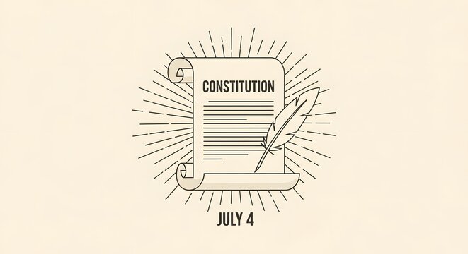 Constitution scroll and quill for July 4