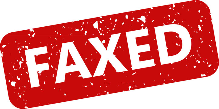 Faxed stamp illustration red ink on white background document approval concept