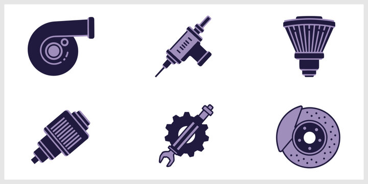 Automotive Parts and Tools Icon Set