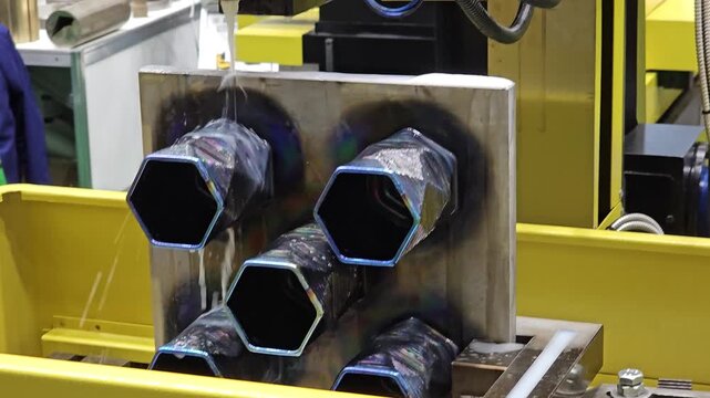 Industrial CNC Wire EDM Machine Cutting Precision Hexagonal Metal Tubes with Cooling Fluid