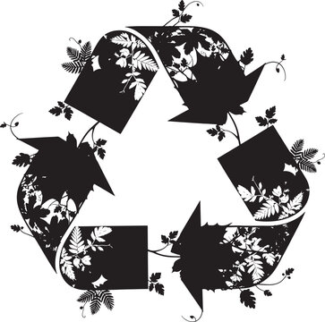 Recycle symbol made of plant leaves with eco friendly, environment
