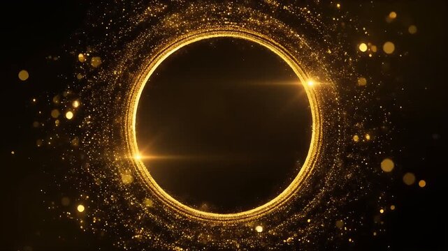 Gold Circle Frame with Sparkling Particle Effects