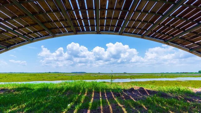 Time-lapse of flowing clouds over Nong Han Lake, Sakon Nakhon province,Thailand.