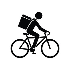 Obraz premium Courier Riding Bicycle Food Delivery Vector Icon