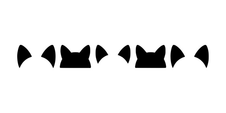 Cat Ears Pattern of Repeating Black Silhouettes with Simple Stylized Shapes on a Light Background for Design