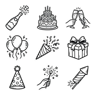 Celebration Icons Set.