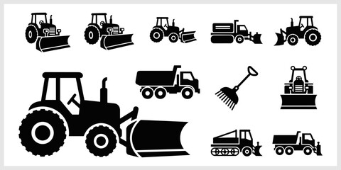 Collection of Construction and Heavy Machinery Silhouettes © nizar