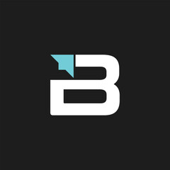 minimalist white letter b with arrow logo with blue accent © mastinflowᵀᴹ