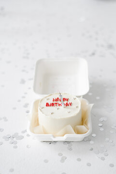 Bento Cake Birthday Dessert With Silver Candle