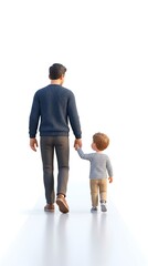 Fototapeta premium A man and a little boy walking together.
