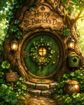 happy st patricks day tree door