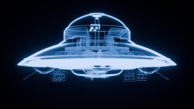 Blue Hologram Haunebu II Flying Saucer Concept in 360-Degree Seamless Loop