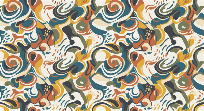 Deep Sea Algae and Coral Seamless Pattern on Teal